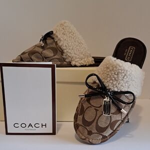 Coach Brown and Cream Slippers
